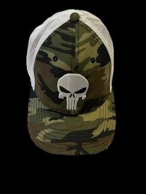 Marvel Punisher Skull Camo Trucker Hat Snapback Mesh Cap